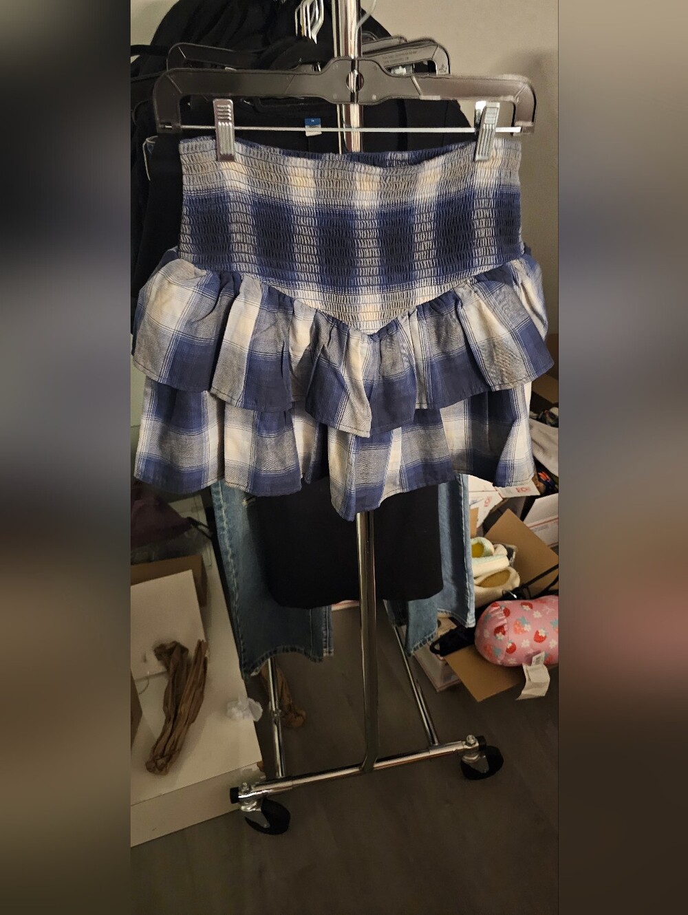 Place Blue and White Striped Ruffle Skirt